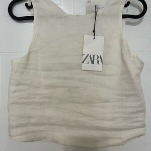 ZARA NEW WITH TAGS LINEN CROP TOP